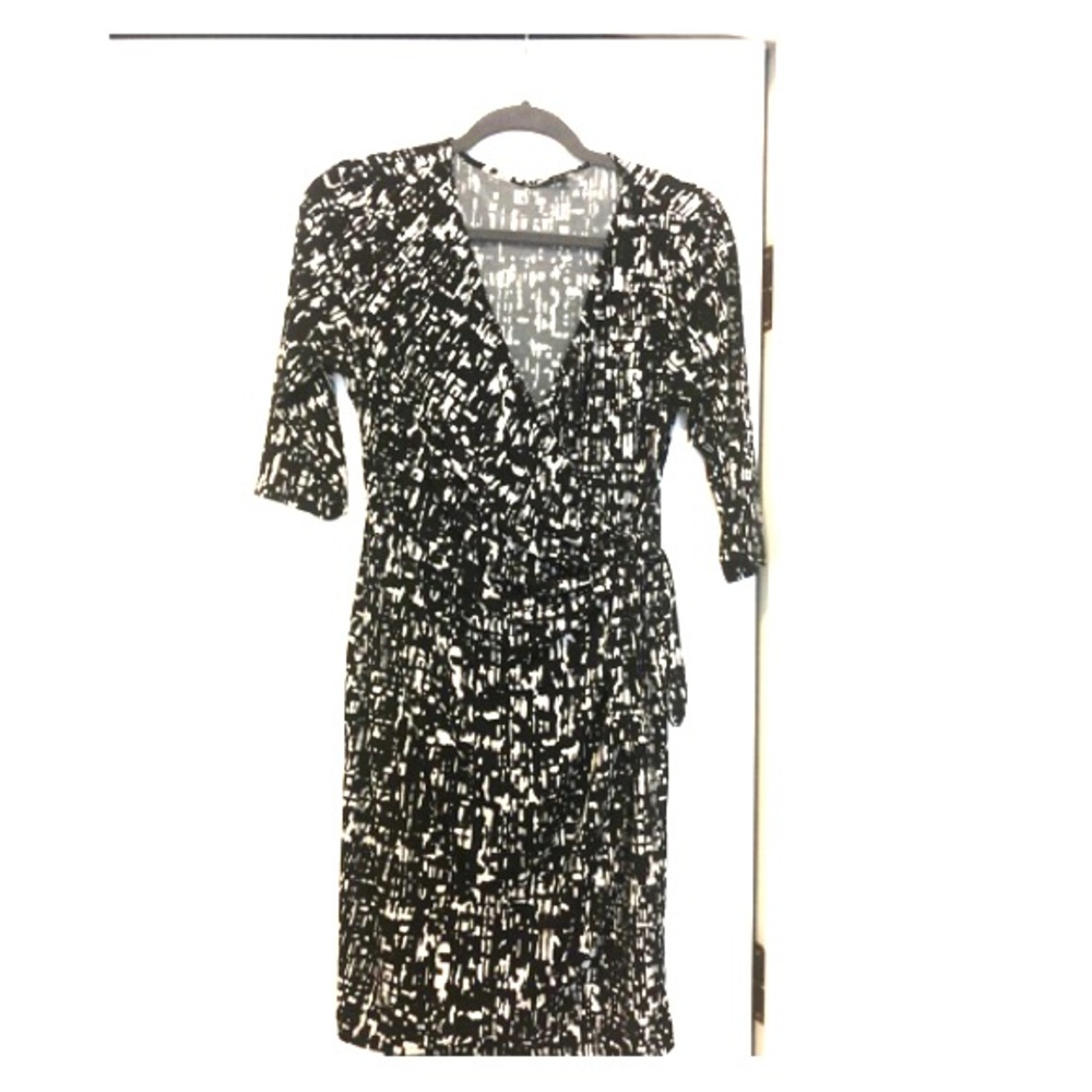 Black and white wrap dress